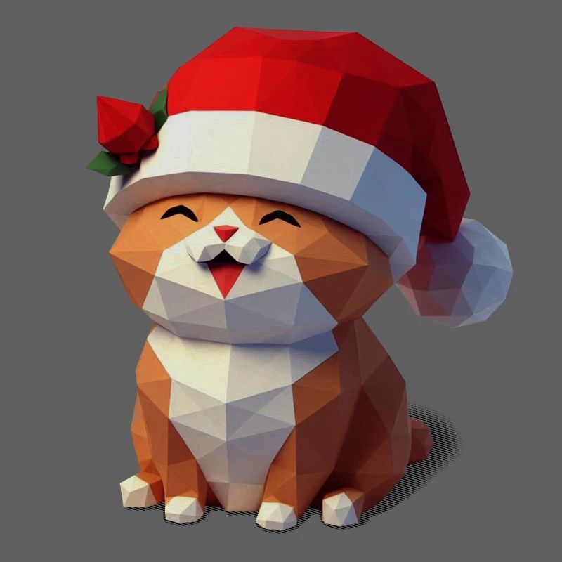 Chat mignon avec chapeau de Noël