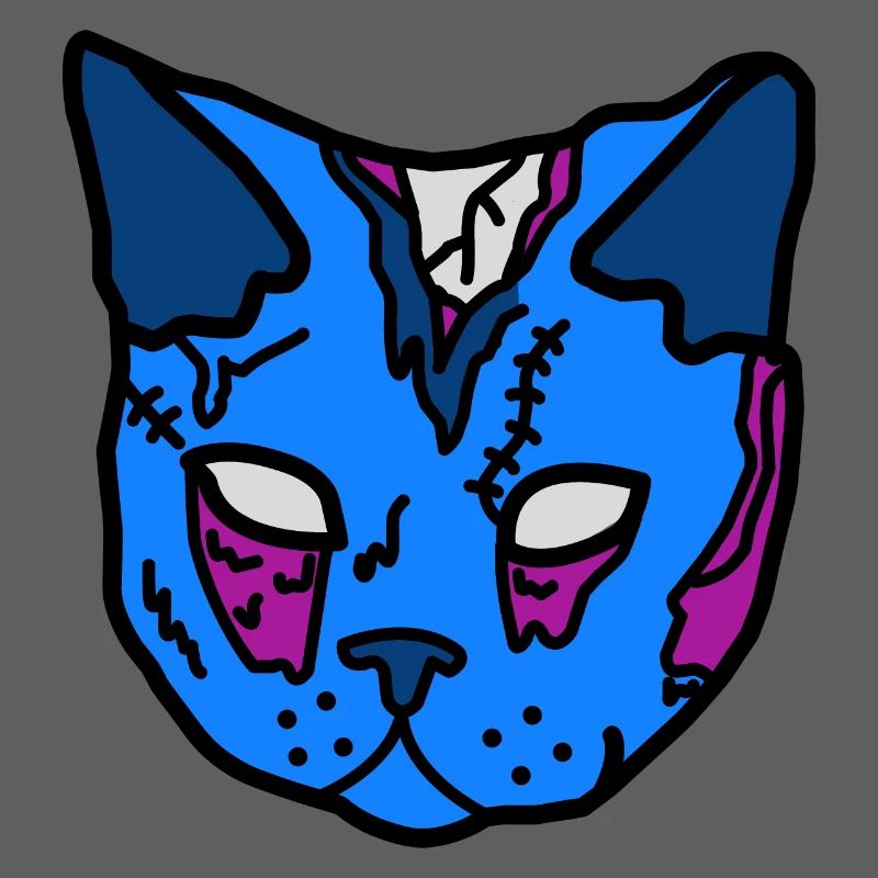 Masque de chat bleu patchwork