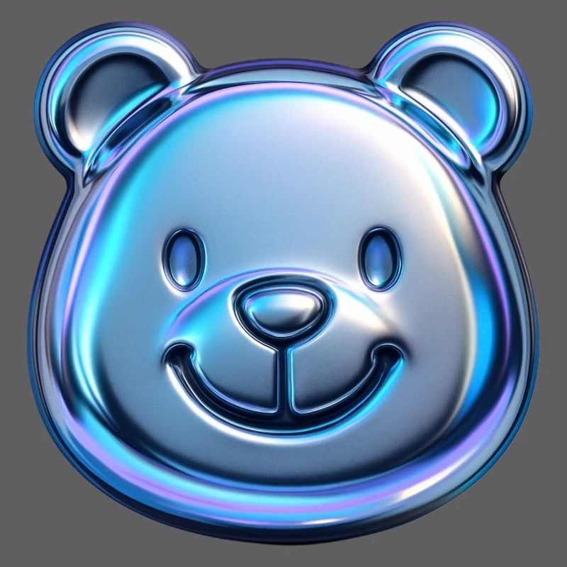 Cute bear with metallic reflections