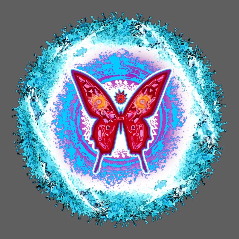 Glowing butterfly with mental pattern