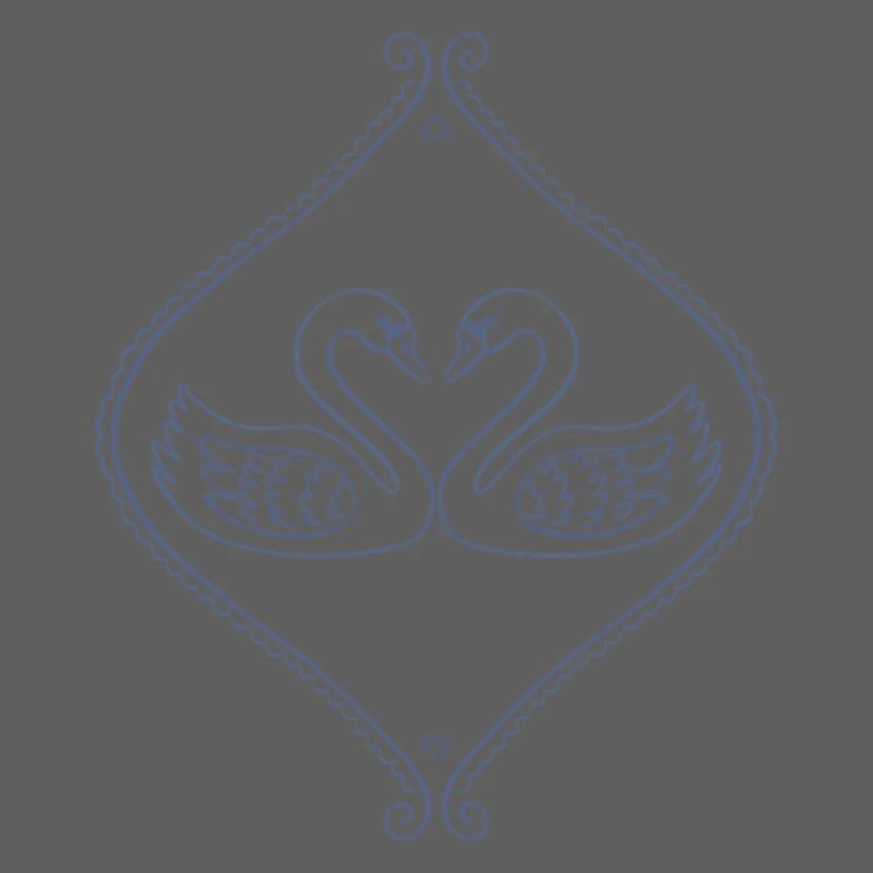 Blue Swans in Ornate Frame