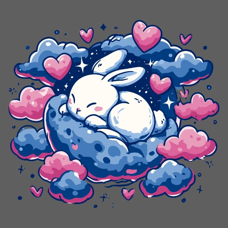 Moondream bunny on cloud heart