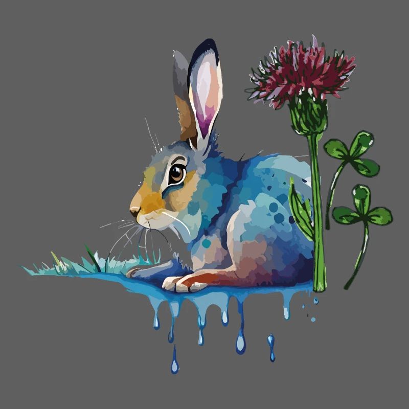 Lapin coloré avec trèfle