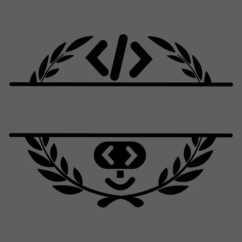 Code logo et code smiley dans une couronne de laurier
