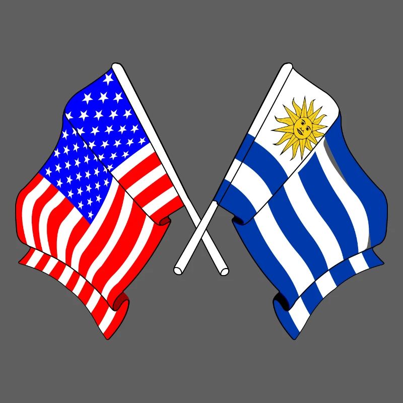 Drapeau des États-Unis et drapeau de l’Uruguay