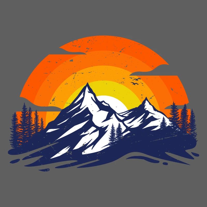 Coucher de soleil Montagne Conception Paysage