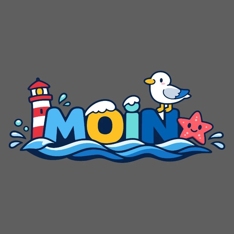 MOIN Möwe Leuchtturm Maritim Bunt