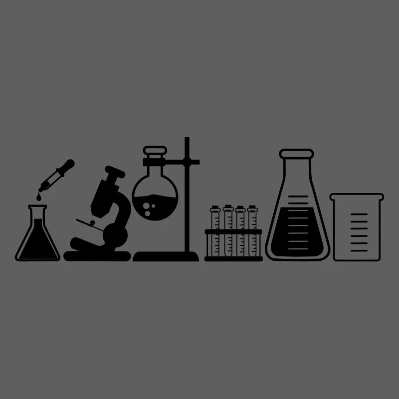 Laboratory with jars, microscope and tubes