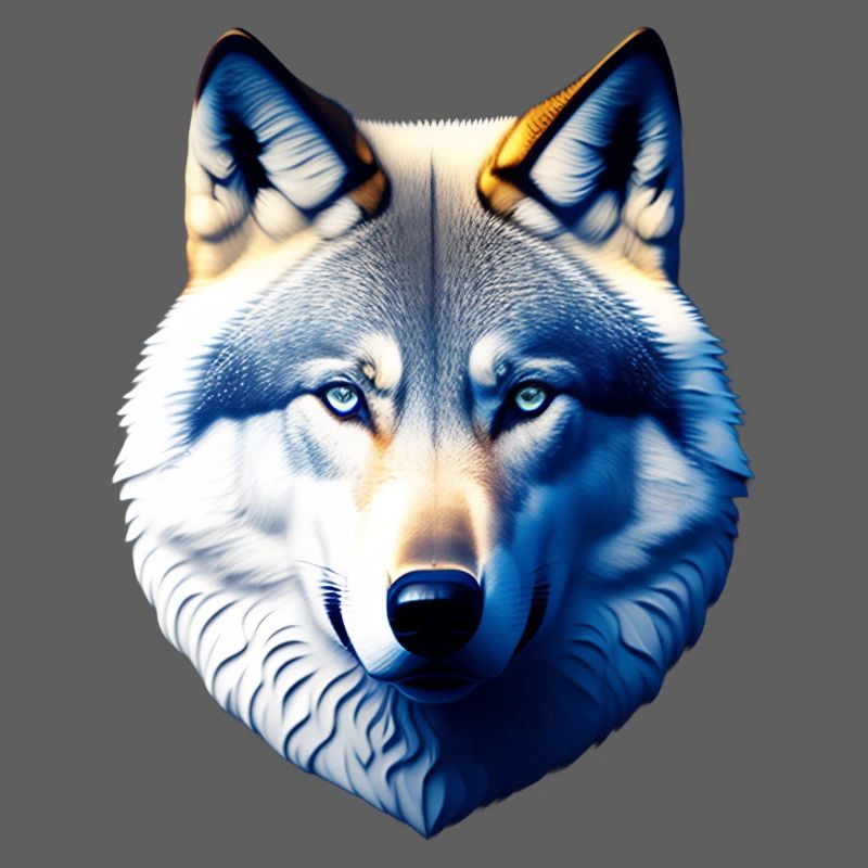 Wolf's head with blue eyes