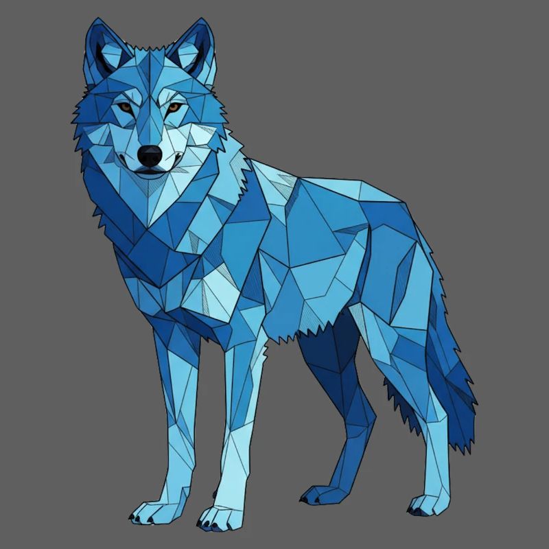Blue polygon wolf