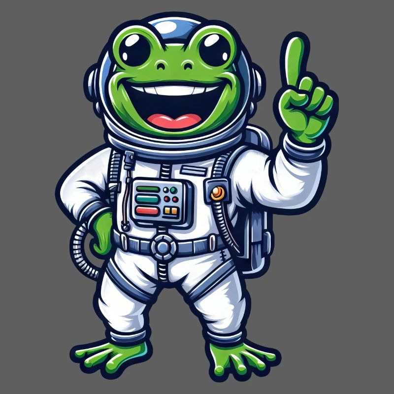 frog astronaut cool grinning space universe