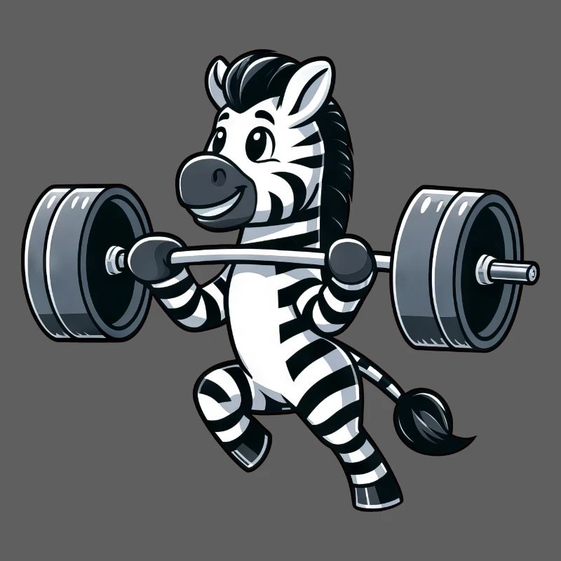 Strong zebra doing dumbbell workout