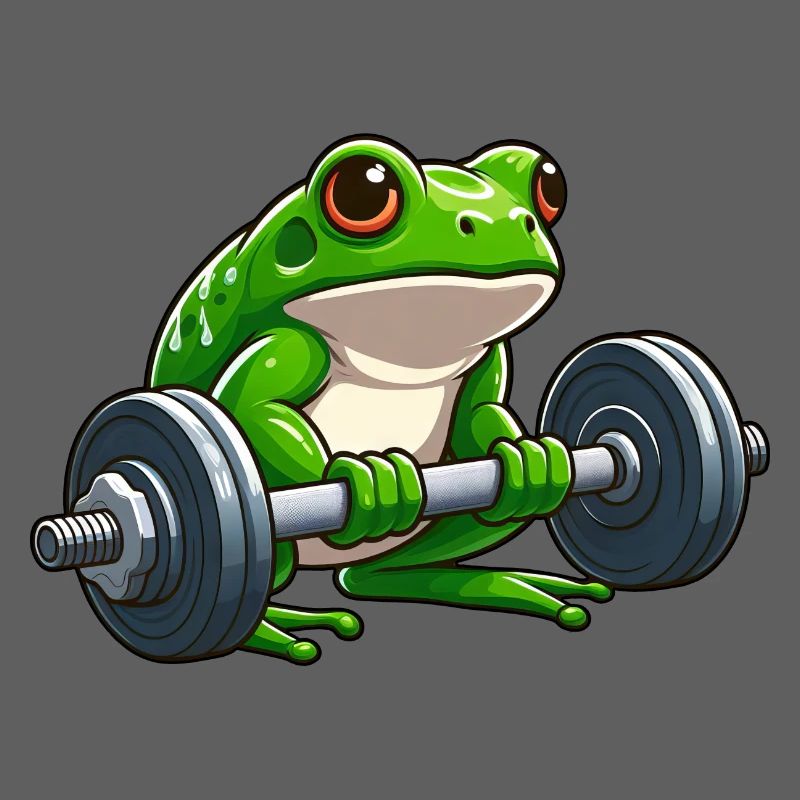 Strong frog while lifting weights