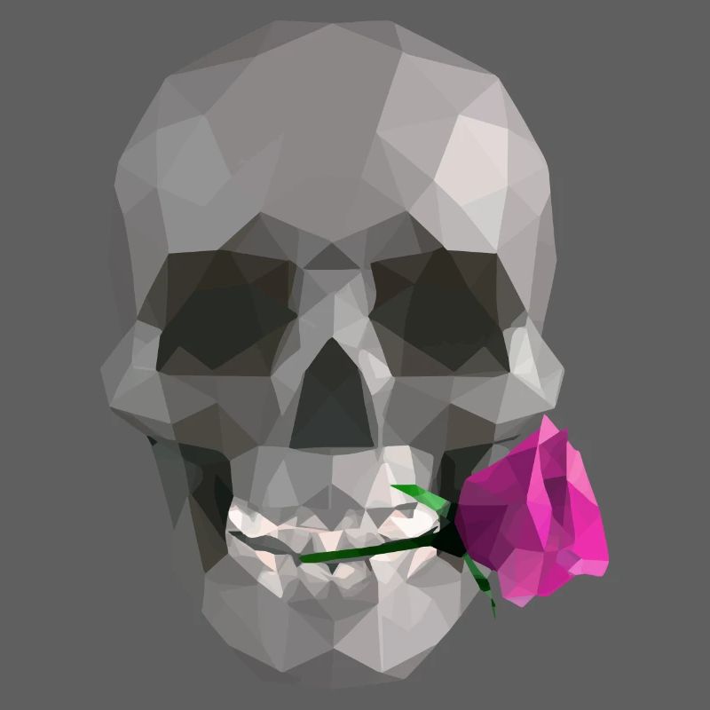 Low Poly Grey Skull – Geometrisch-Romantisch-Gothic