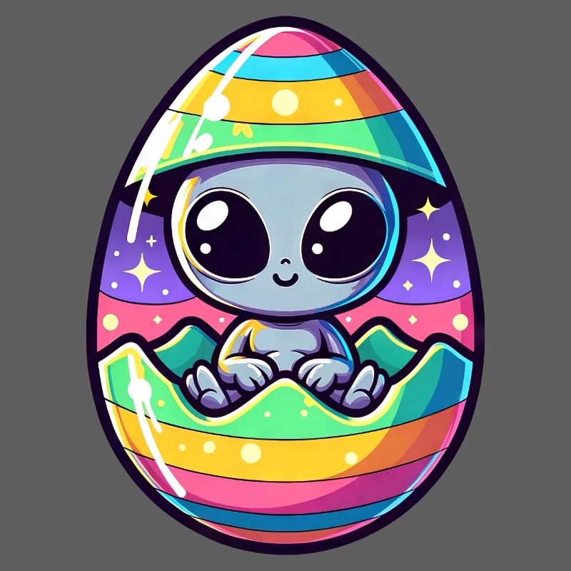 Alien Easter Egg Hatching Design: Colorful Surprise