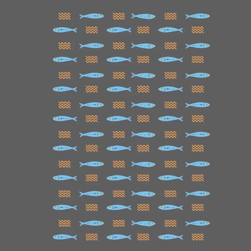 Minimalist Sardines and Waves Pattern for Summer
