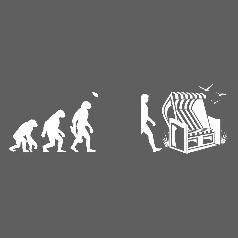 Evolution - Strandkorb - Urlaub - Meer - Möwen