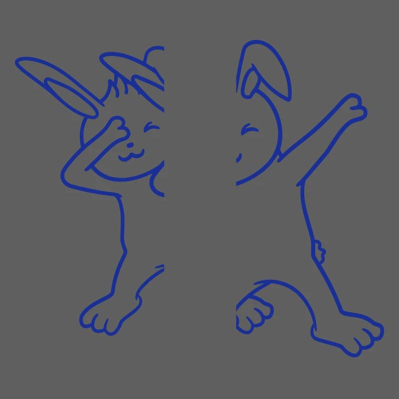 2 Lapins Dabbing Dab Danse Pose Danse Amis Équipe