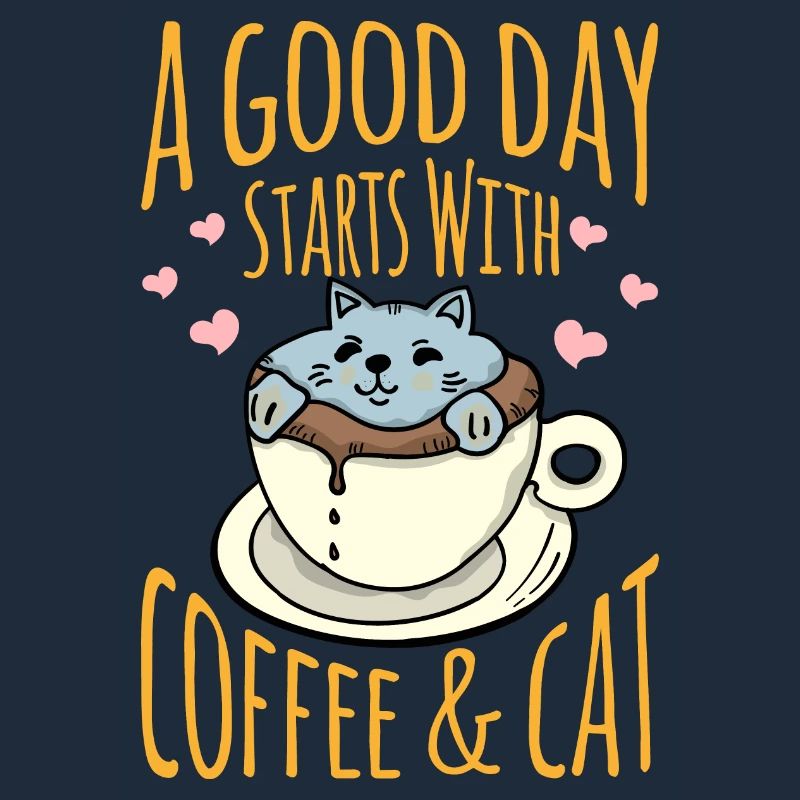 Chat dans la tasse à café avec message positif