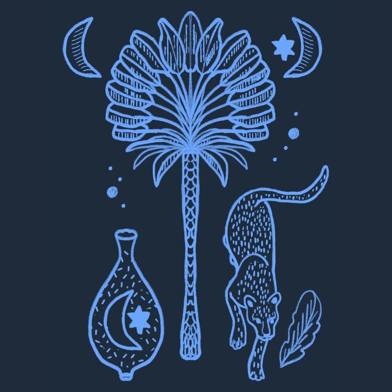 Moonlit Night Palm Tree Magic Illustration