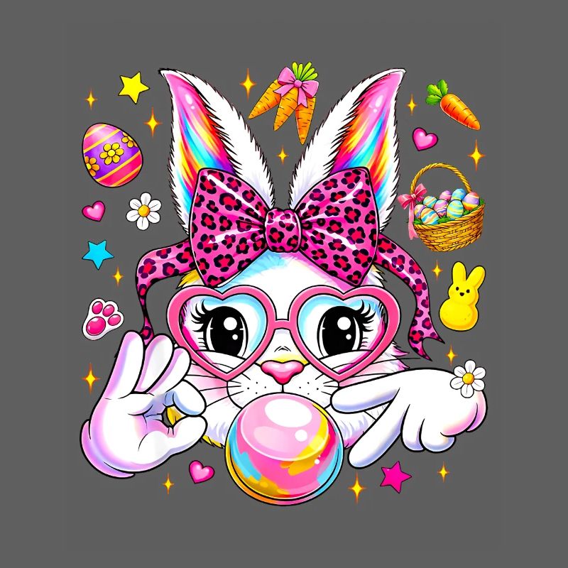 Cute bunny rabbit face leopard coquette bow six 