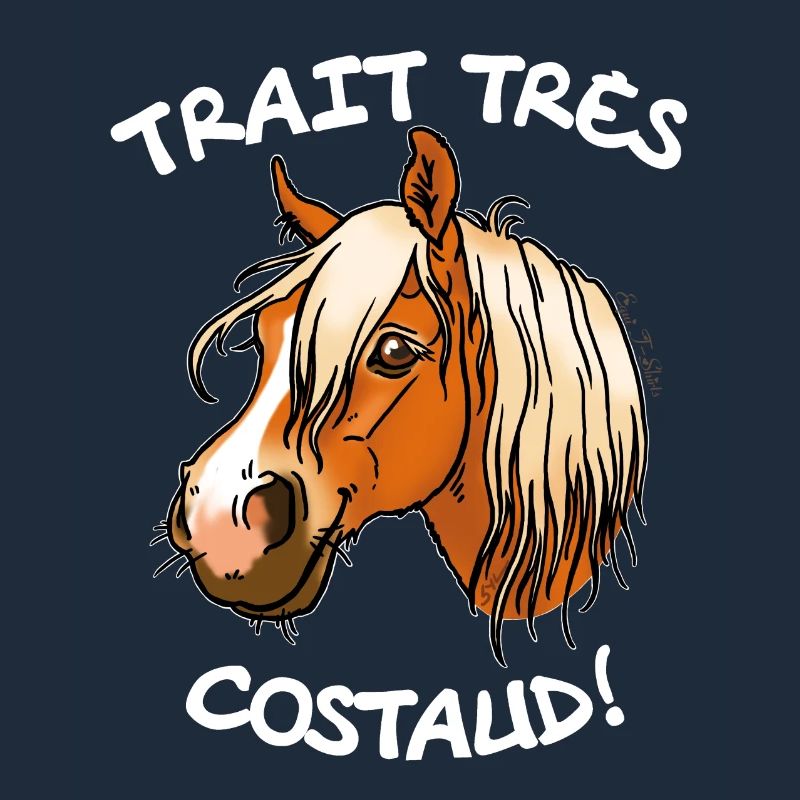 Cheval de trait comtois (texte blanc)