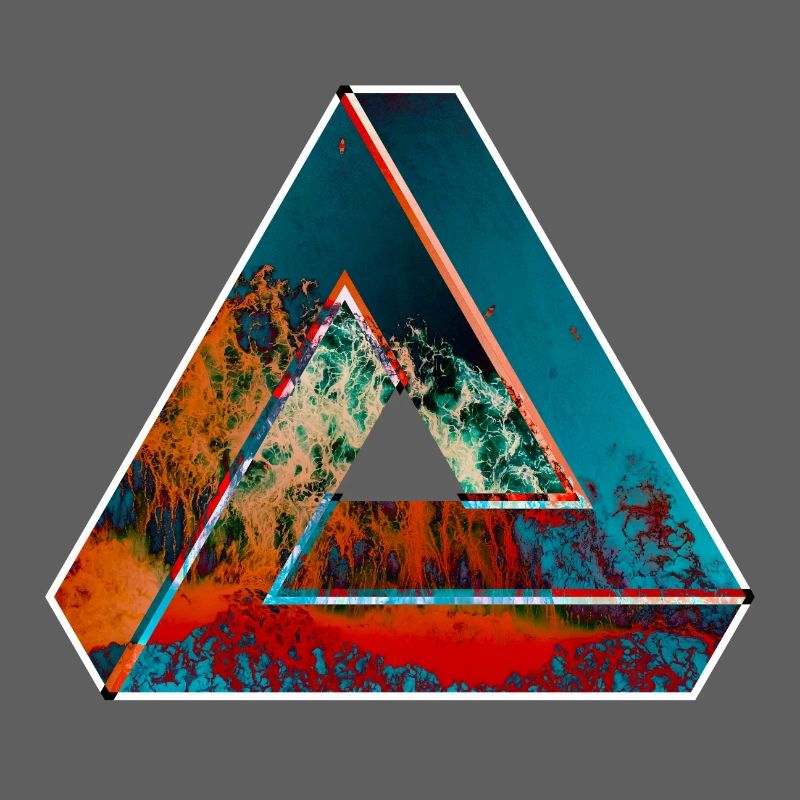 Penrose triangle optical illusion colored patterned
