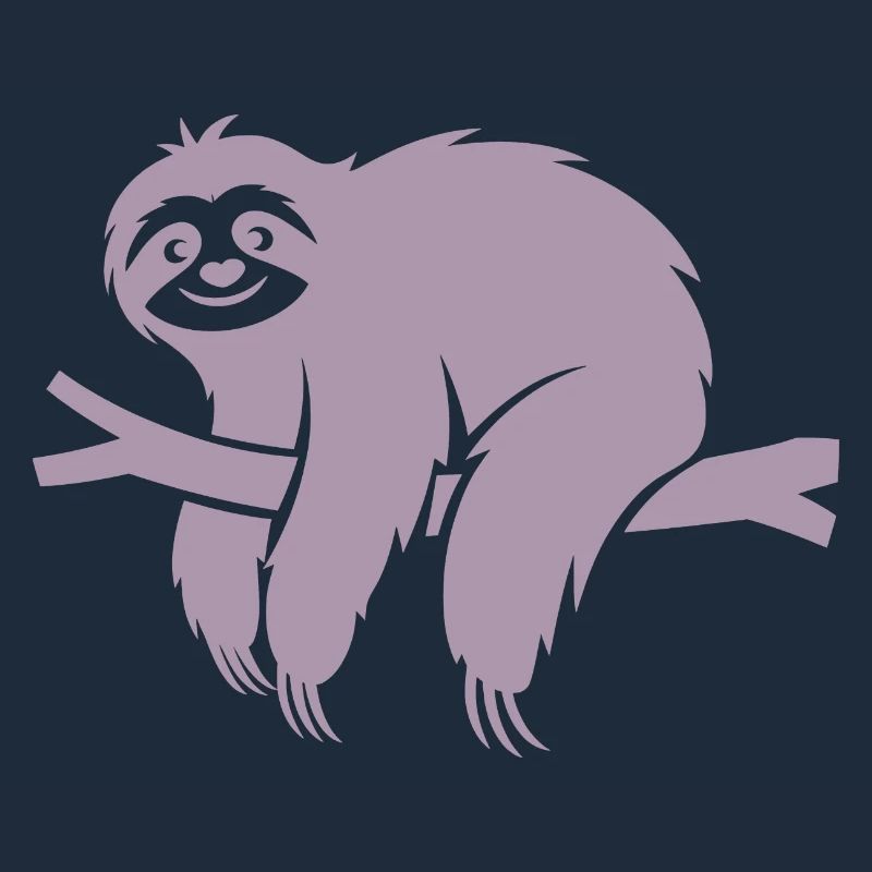 Minimalist sloth relaxing on a branch
