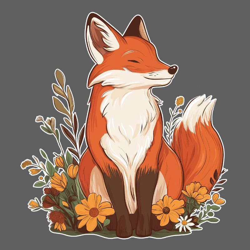 Fuchs mit Blumen
