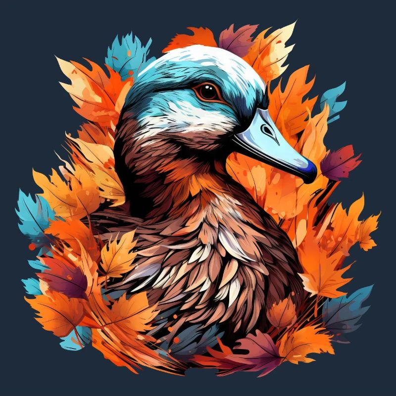 Canard doux dans le feuillage d’automne