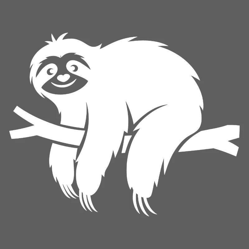 Minimalist sloth relaxing on a branch