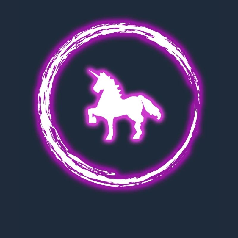 Glow Circle Pink Unicorn Neon Glowing Effect Retro