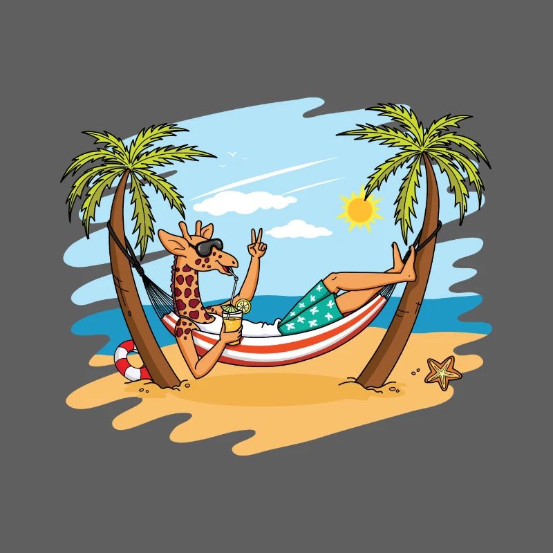 Drôle de girafe sur le cadeau de vacances d'été de plage