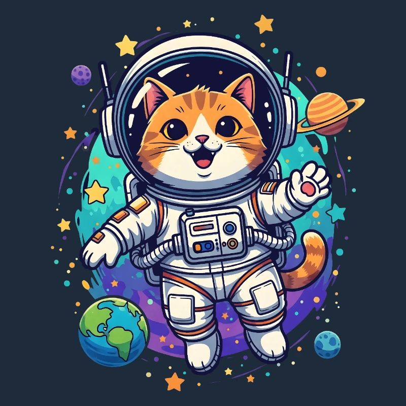 Chat astronaute dans l’espace