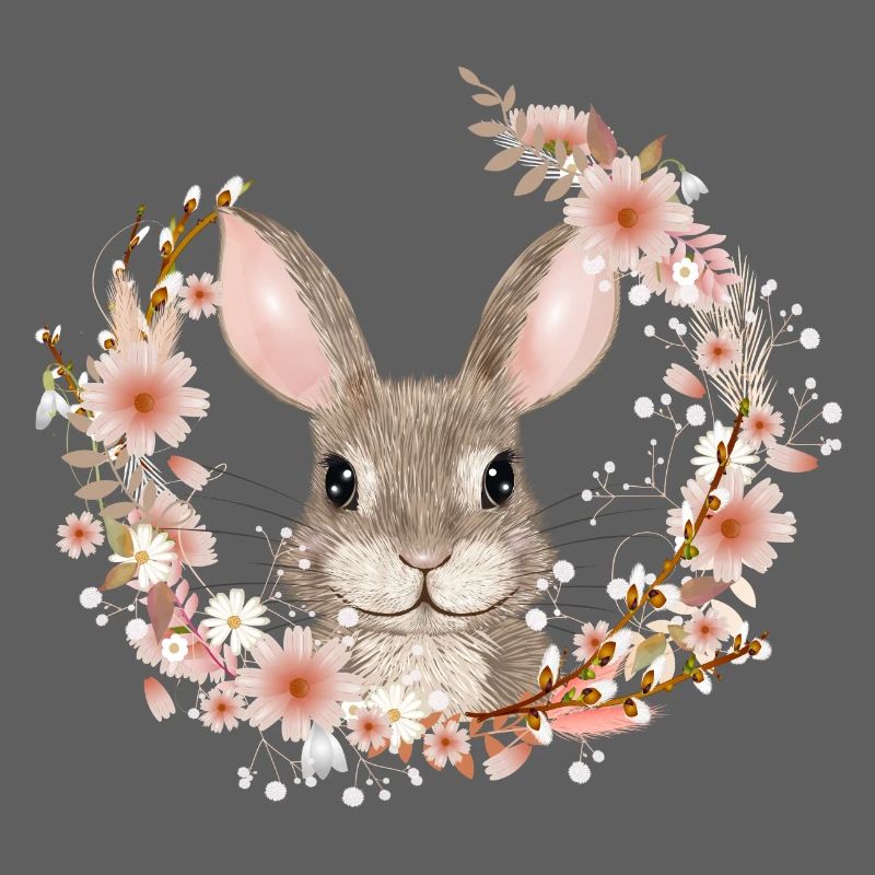 Spring wreath with rabbit as Easter bunny