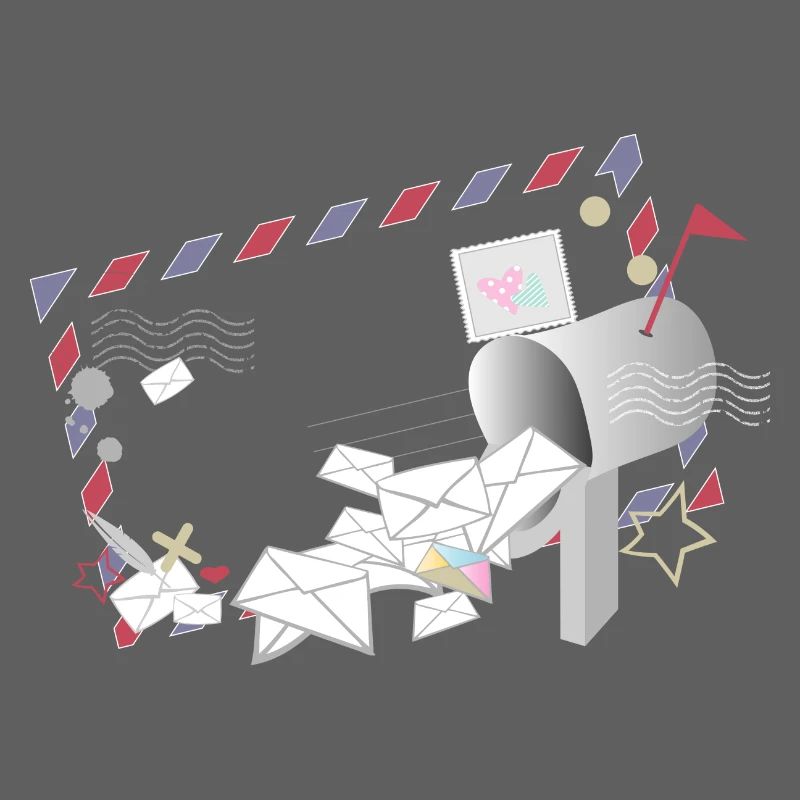 Airmail frame with letters and mailbox
