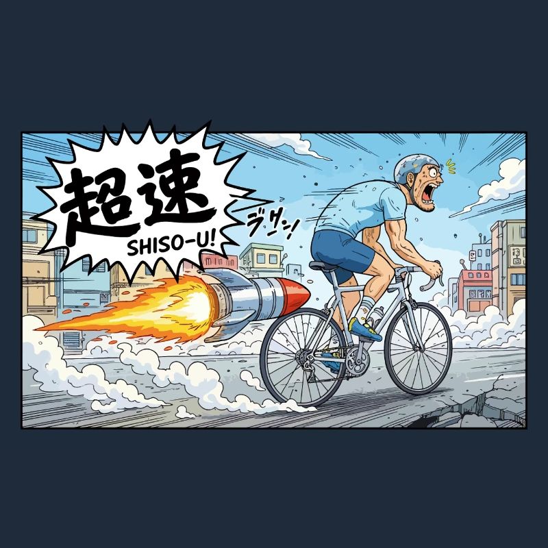 Hypervelocity Cyclist with Rocket Burst