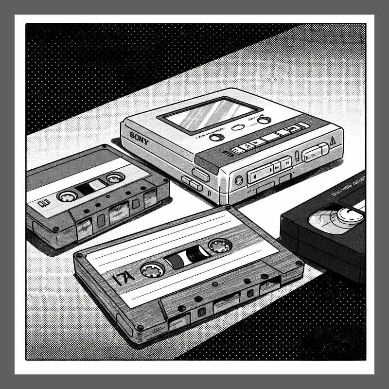 90s cult objects: Comic look for Walkman & Co.