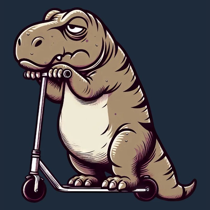 Grumpy Dino T-Rex sur Scooter Comic