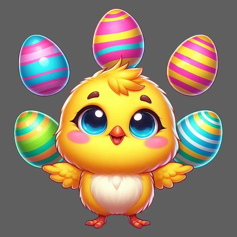 Easter Chicken Chick Easter Egg Colorful Eggs Juggle