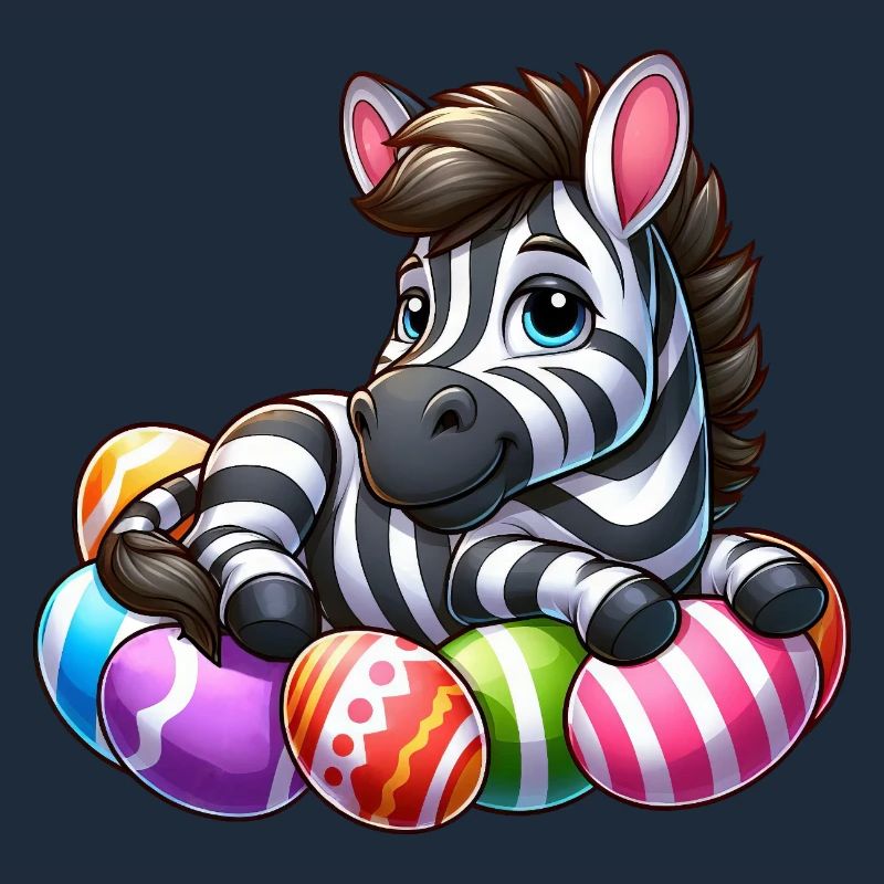 Cute Zebra Easter Egg Cartoon Easter