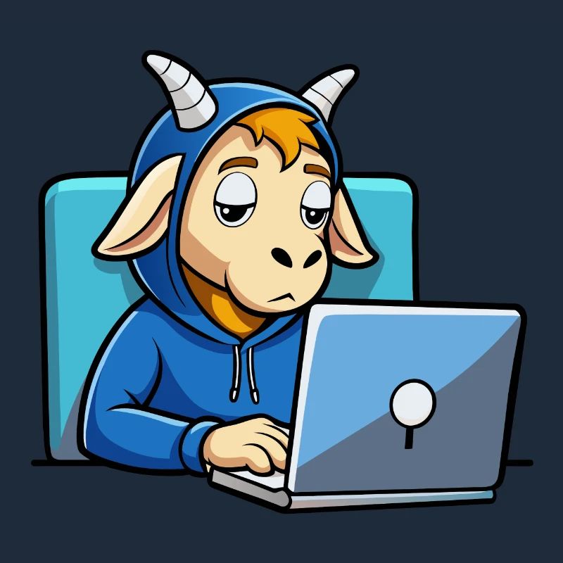 Une mignonne chèvre hacker dort dans un sweat à capuche devant le PC