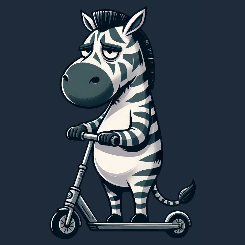 Grumpy Zebra Scooter Comic Scooter Fun