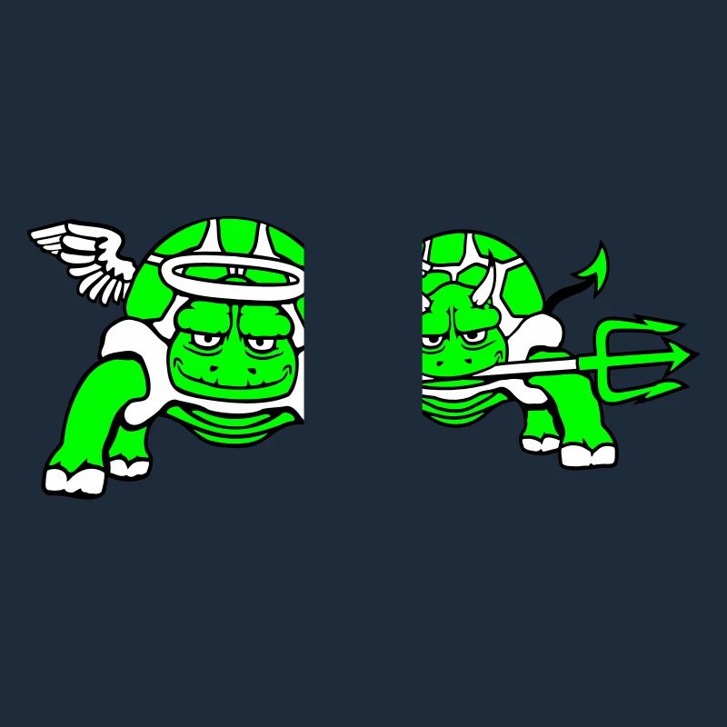 2 Turtles Conscience Team Devil Angel Evil Good