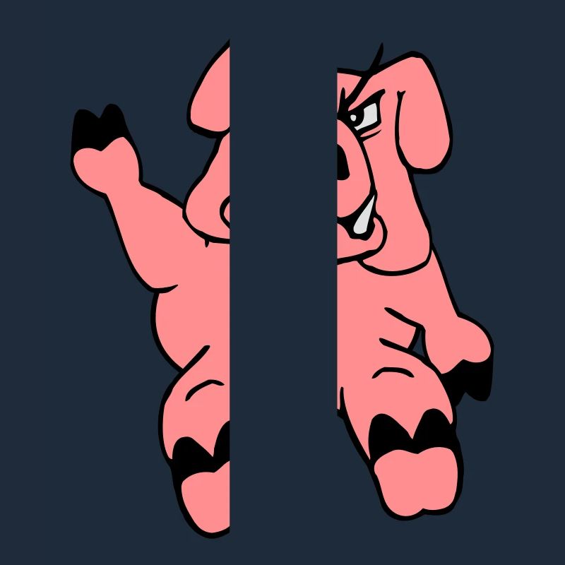 Evil Boar Waves Drôle de dessin animé Cochon de bande dessinée