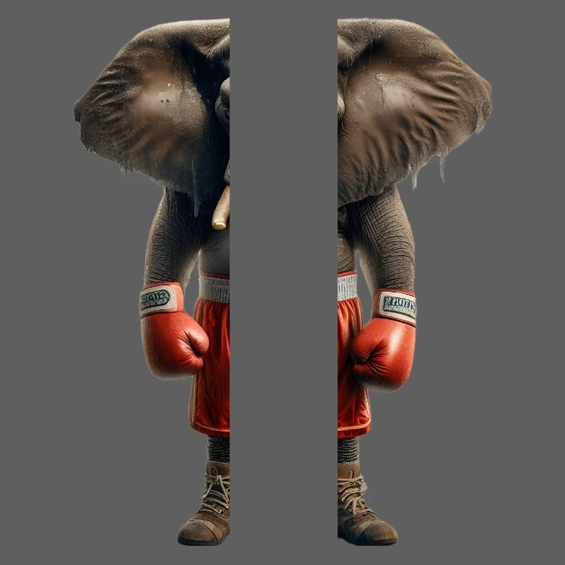 Elefant mit Boxhandschuhen