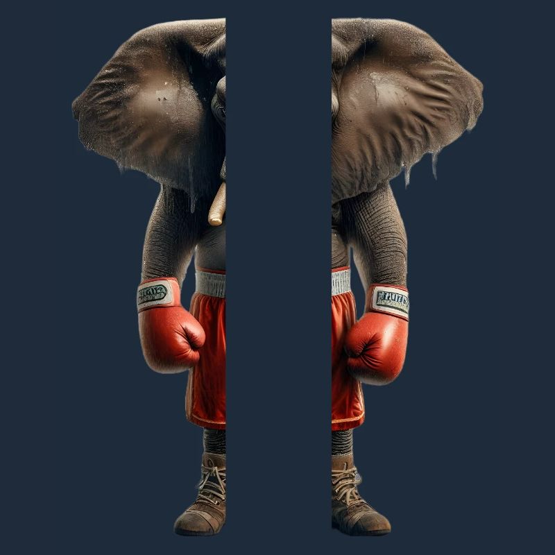 Elefant mit Boxhandschuhen
