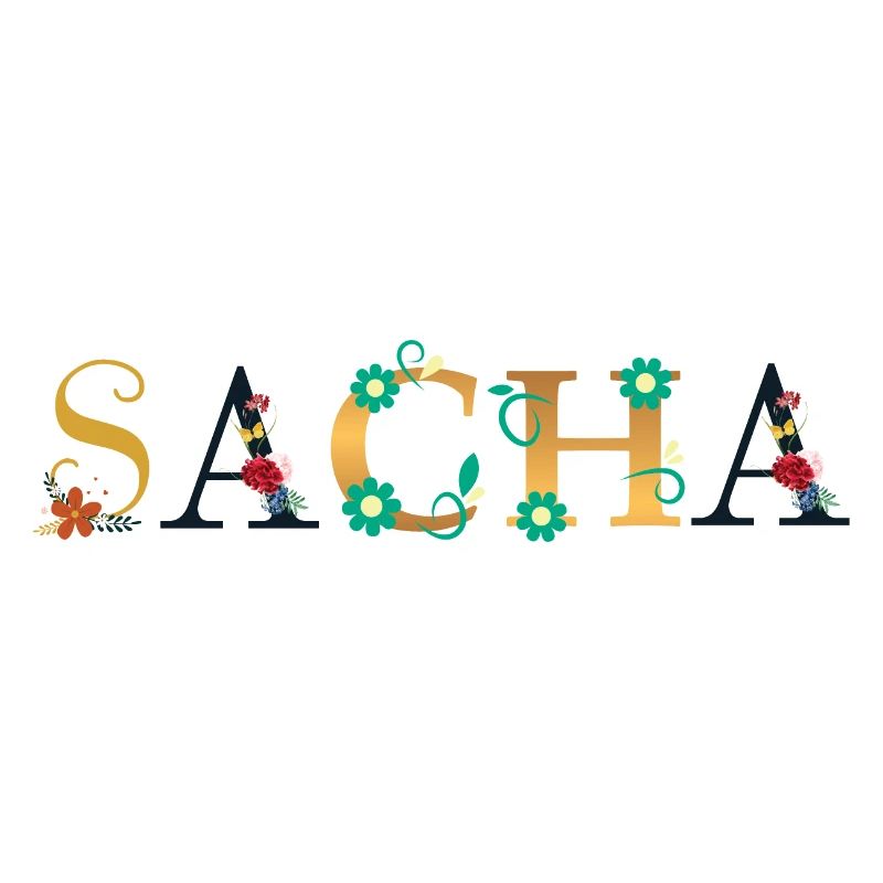 Nom SACHA Orné de Fleurs