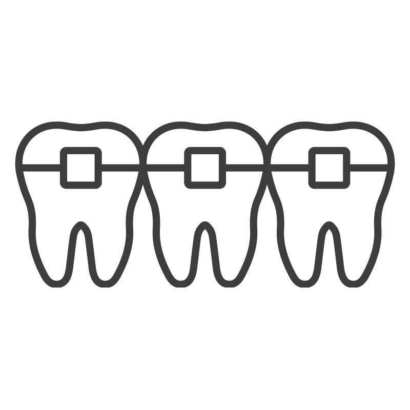 Braces Line Icon – Orthodontic Teeth Alignment Sym
