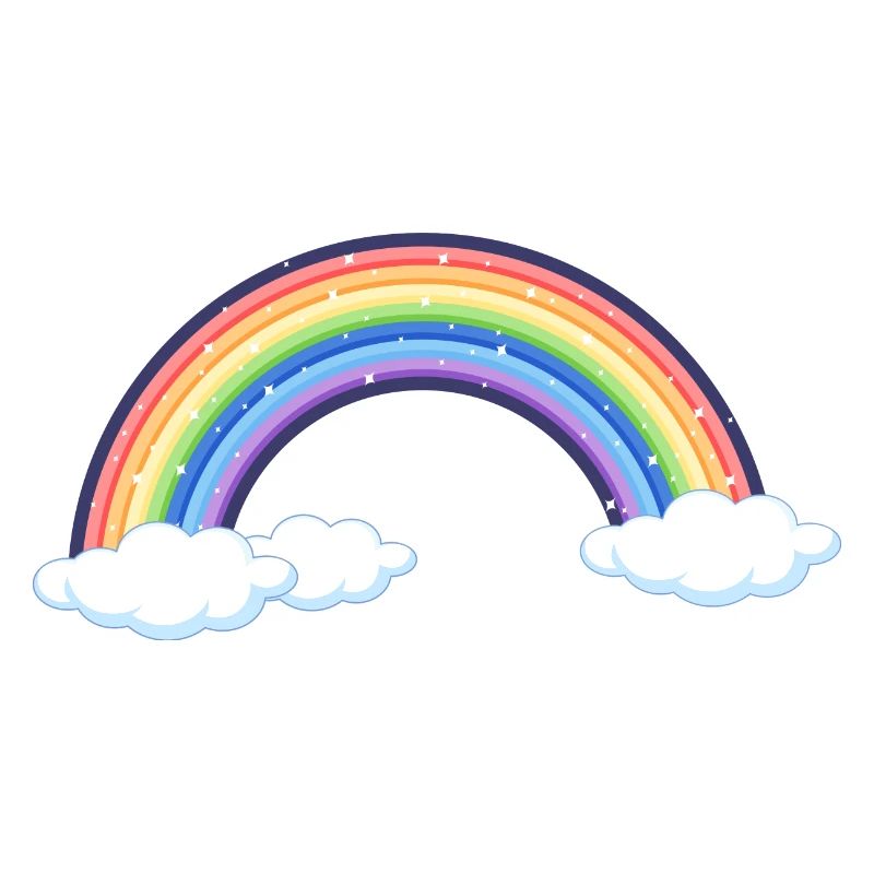 Lebendiger Regenbogen über den Wolken